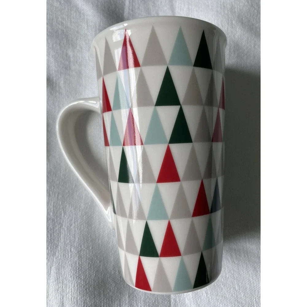 STARBUCKS COFFEE 16 OZ MERMAID CUPS - SILVER-DARK GREEN-MINT GREEN-RED TRIANGLES